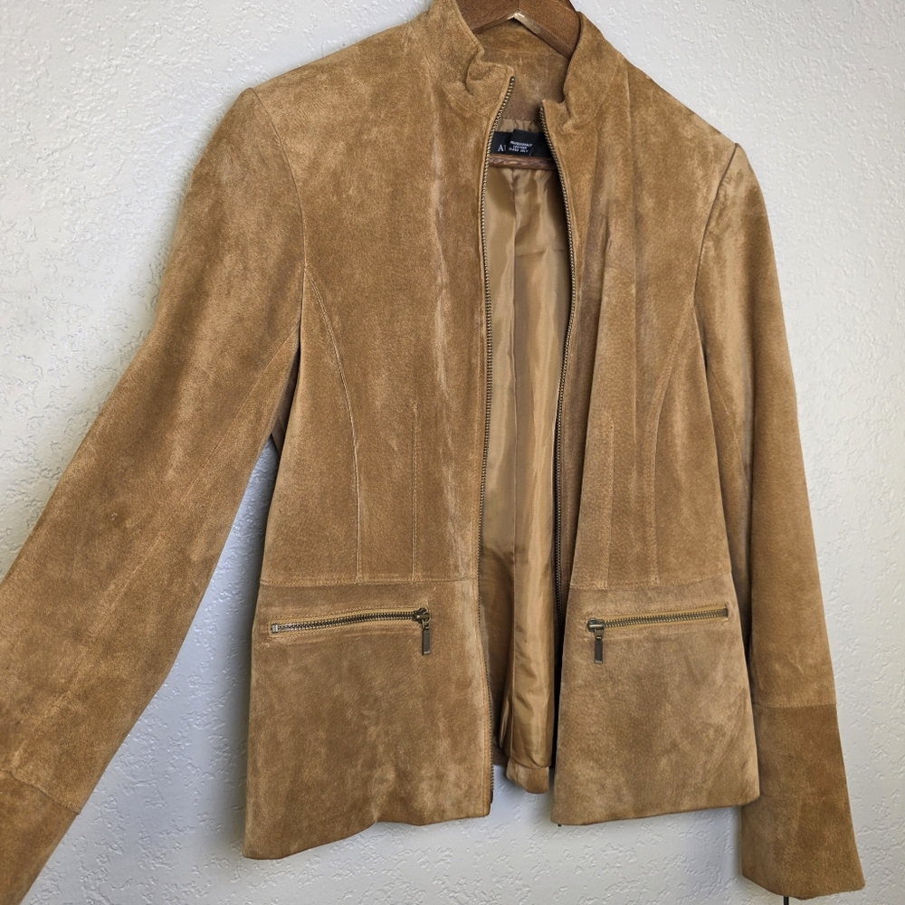 Alfani Women's Brown Suede Leather Zip-Up Jacket – Boho Classic Chic - Size M - Picture 3 of 15